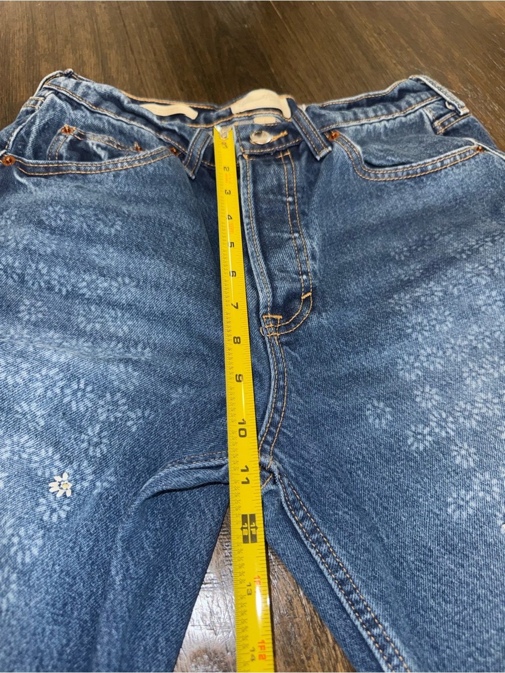 Universal Thread Blue Patterned Straight-Leg Jeans - Picture 8 of 12